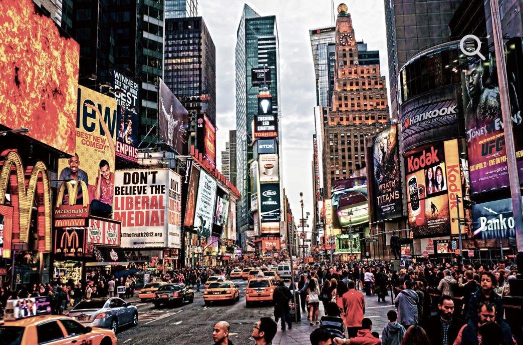 Een mooie foto op glas van New York Time Square, Ophalen