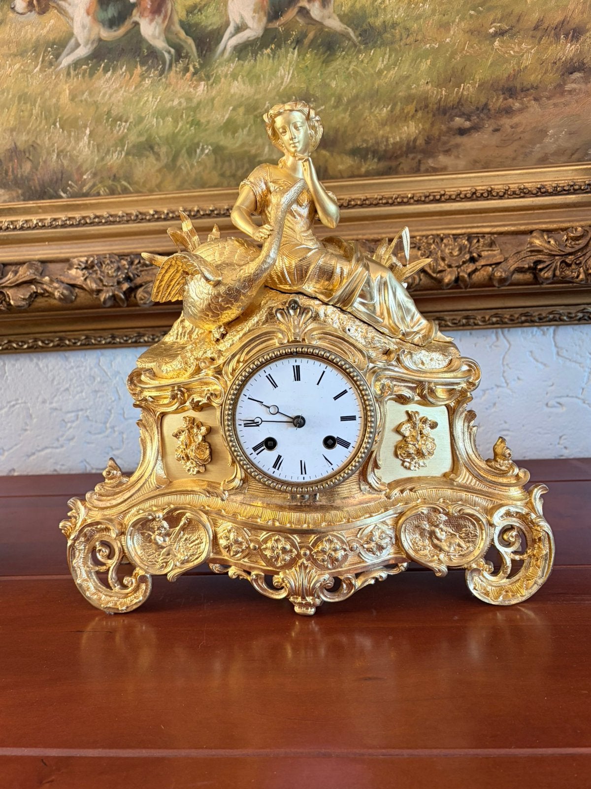 Antieke pendule brons verguld, Antiek en Kunst, Ophalen