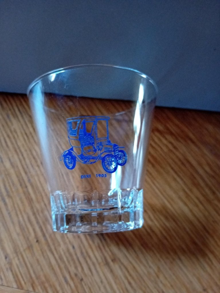 Dixi borrelglas jaren '50-'60 met opdruk Dixi 1905  7,5cm, Ophalen of Verzenden, Zo goed als nieuw, Bierglas