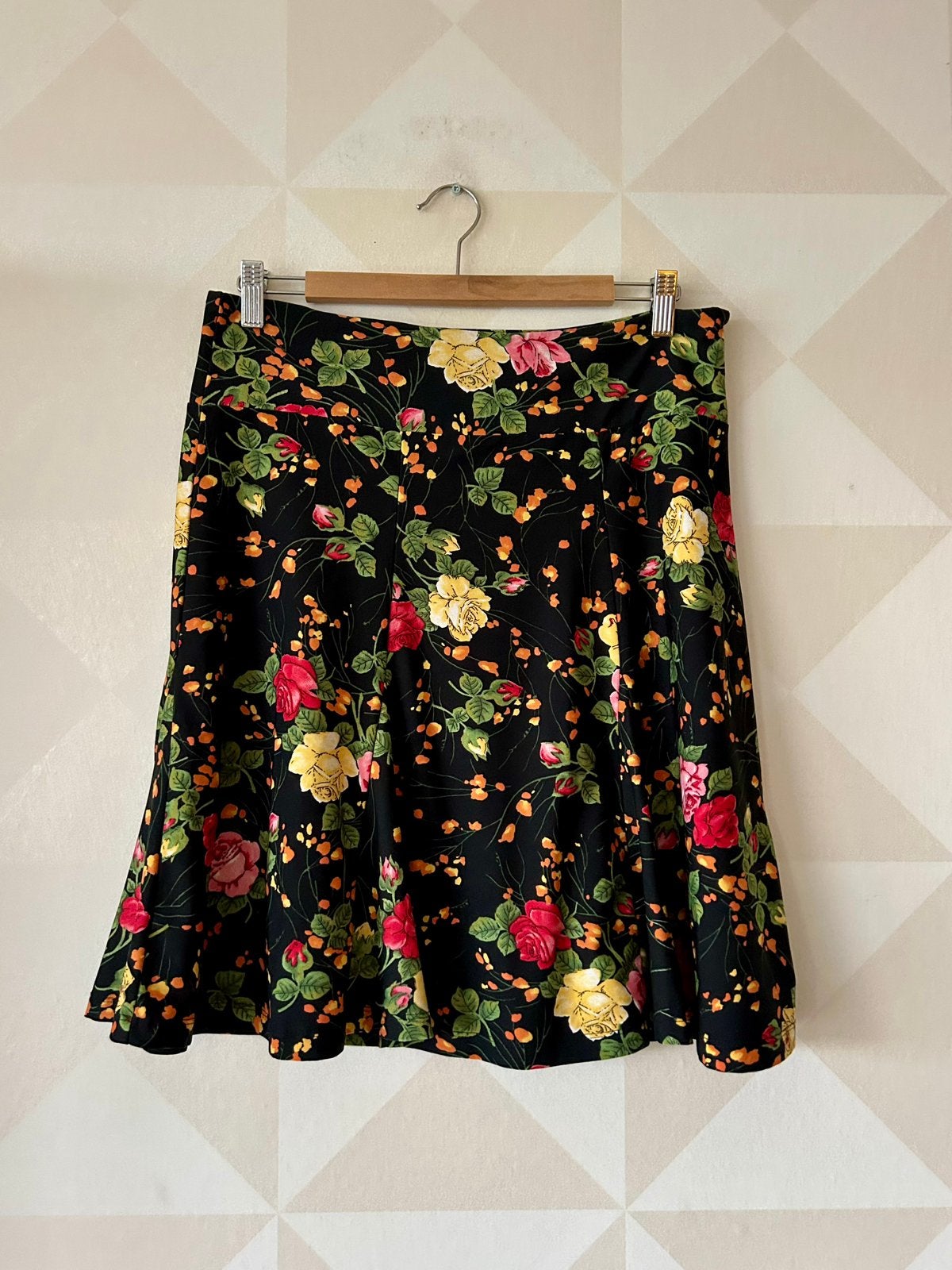 King Louie Swing Skirt rok zwart roos M/38 zgan, Maat 38/40 (M), Zwart, Ophalen of Verzenden, Zo goed als nieuw