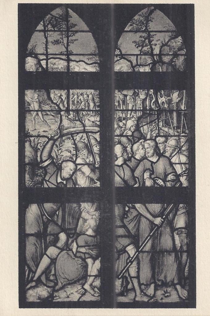 Kr3794 ansichtkaart glas in lood raam st janskerk te gouda, Ophalen of Verzenden, 1960 tot 1980, Gelopen, Zuid-Holland