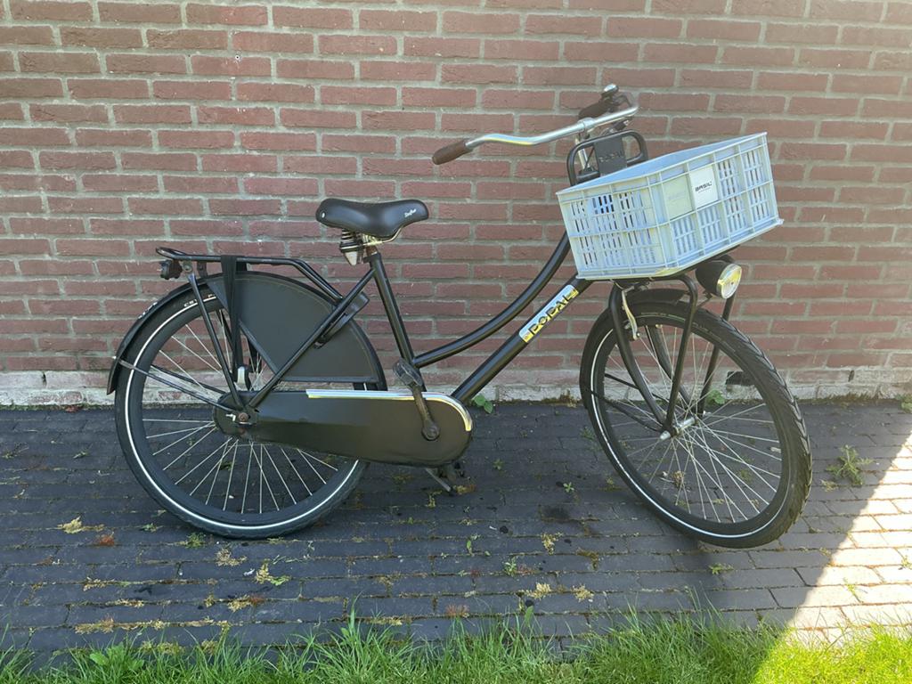 Kinderfiets 24 inch met Basil krat en terugtraprem, Terugtraprem, Gebruikt, Minder dan 47 cm, Ophalen