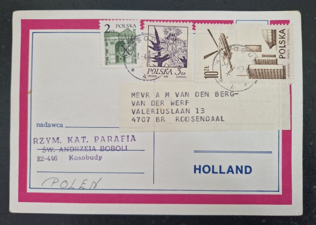 Polen 1981 - Kerstkaart Stichting Vriendenhulp, Ophalen of Verzenden, Polen, Gestempeld