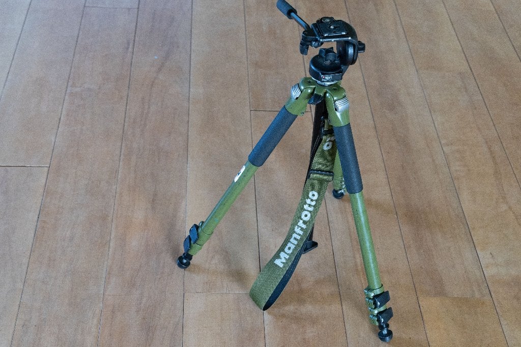 manfrotto statief met 128RC balhoofd, Gebruikt, 150 tot 175 cm, Manfrotto, Met balhoofd