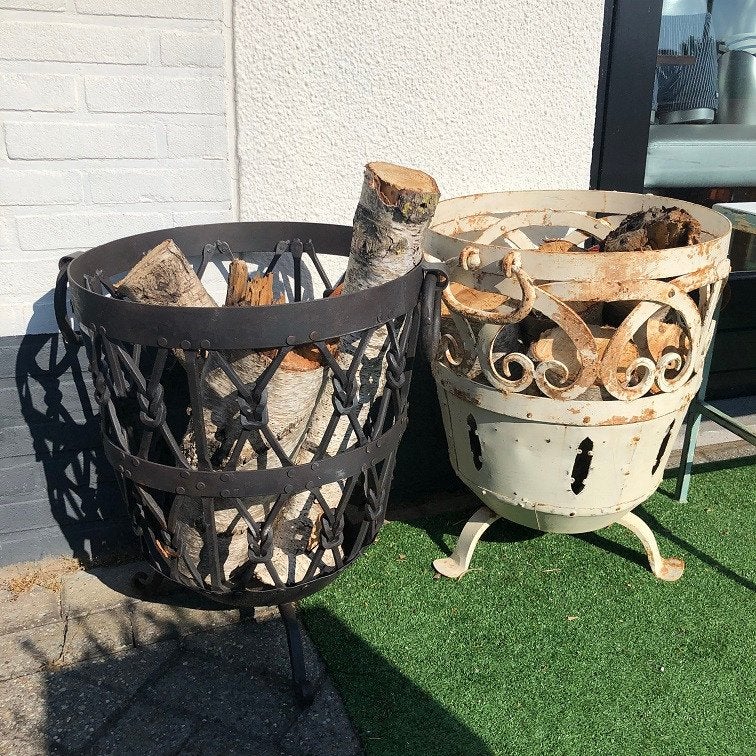 Unieke MASSIEF GESMEDE Vuurkorf Houtkorf zwaar smeedijzer, Wilms, Vuurkorf, Nieuw, Ophalen of Verzenden