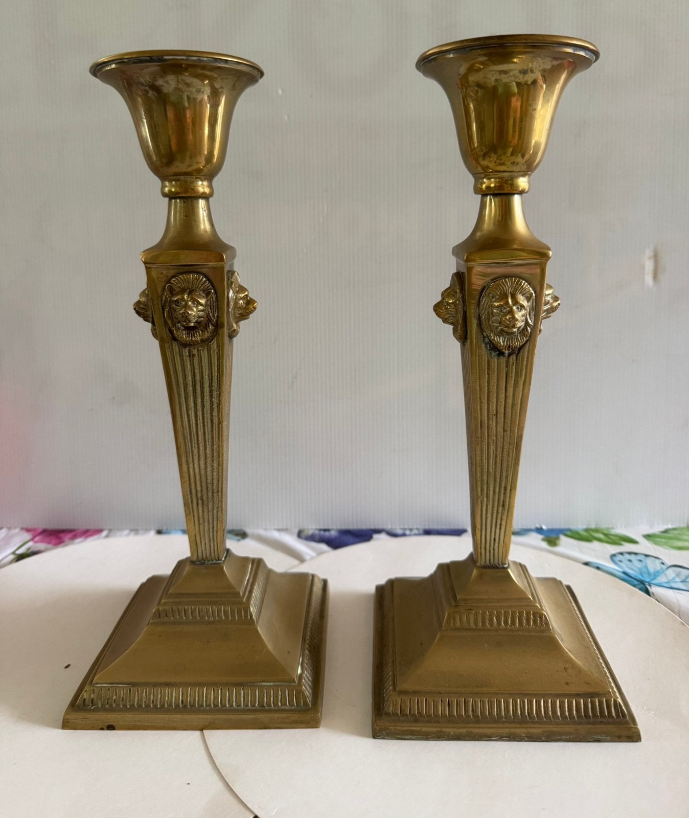 Twee messing kandelaars, Ophalen of Verzenden, Koper of Brons