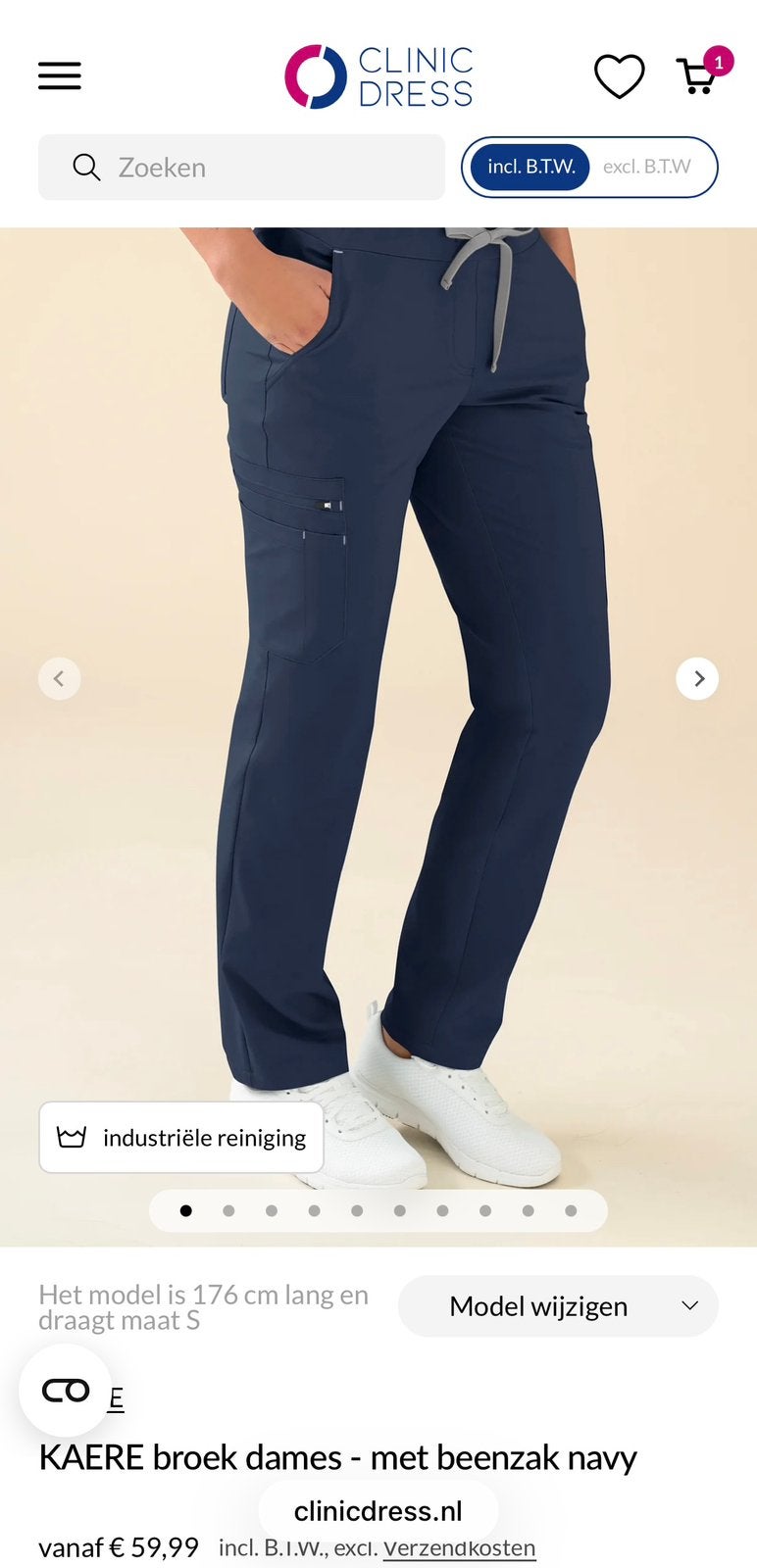 Zorgbroek clinic dress Kaere maat L zwart, Ophalen of Verzenden, Zo goed als nieuw