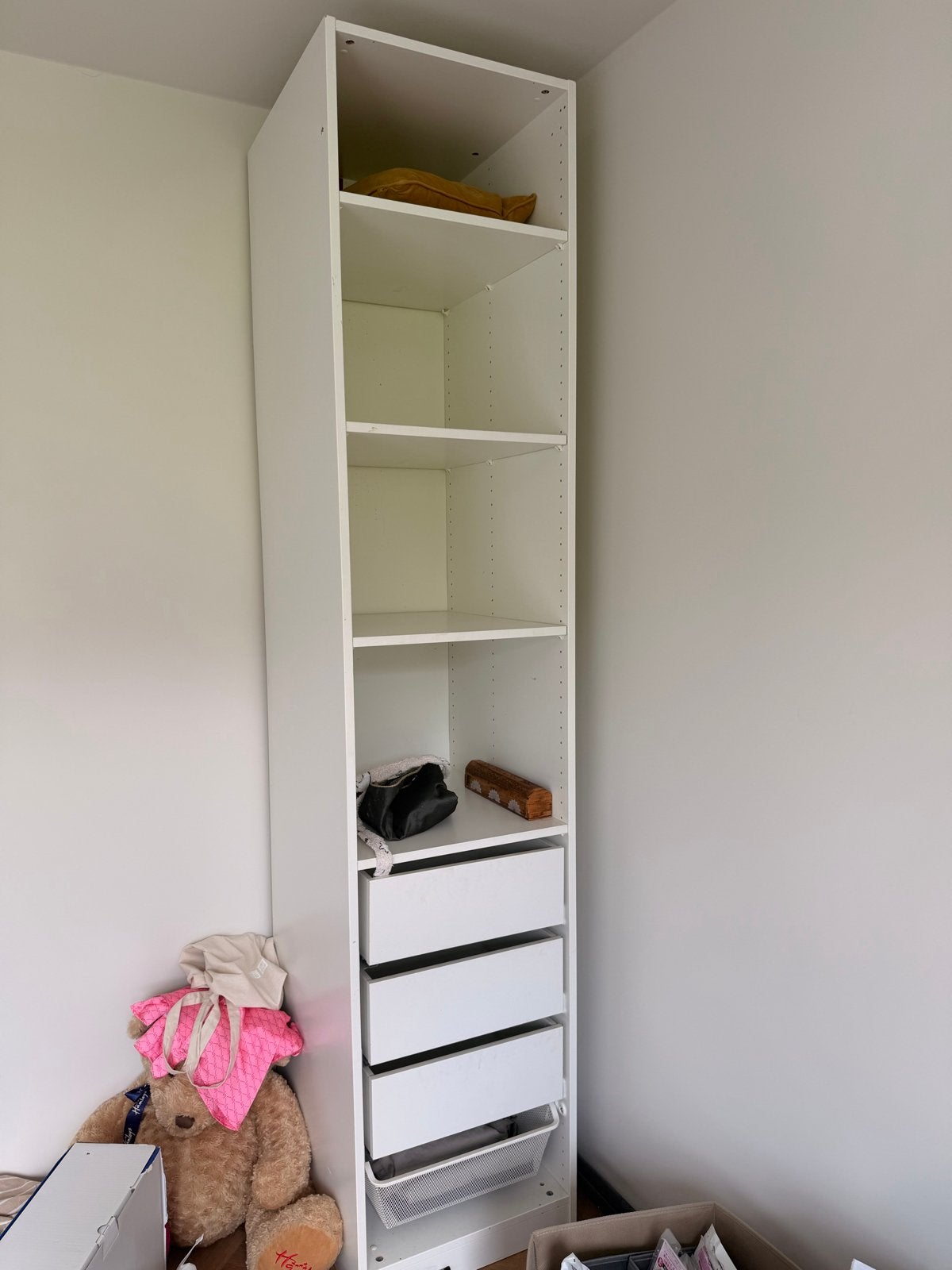 Witte kast met lades en planken - IKEA PAX/KOMPLEMENT, Gebruikt, 200 cm of meer, Met lade(s), Overige houtsoorten