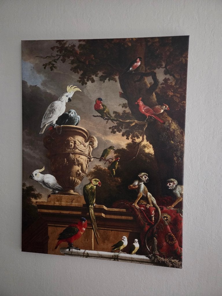 De Menagerie -Melchior d'Hondecoeter canvasprint, Ophalen, Vintage, 100 cm, Zo goed als nieuw