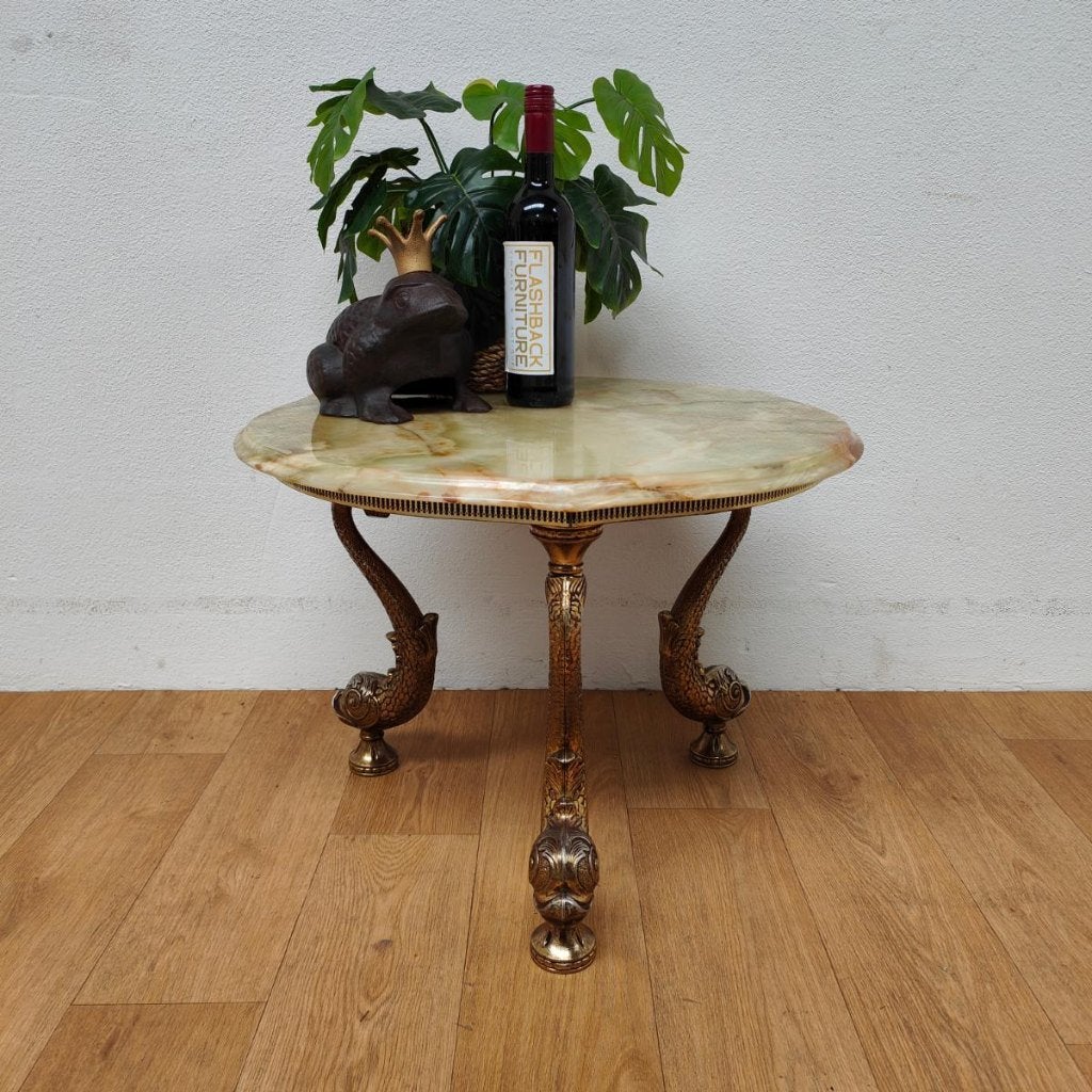 Vintage Regency ronde salontafel marmer onyx blad 215, Huis en Inrichting, Tafels | Salontafels, Valkenswaard, Gebruikt, 50 tot 100 cm