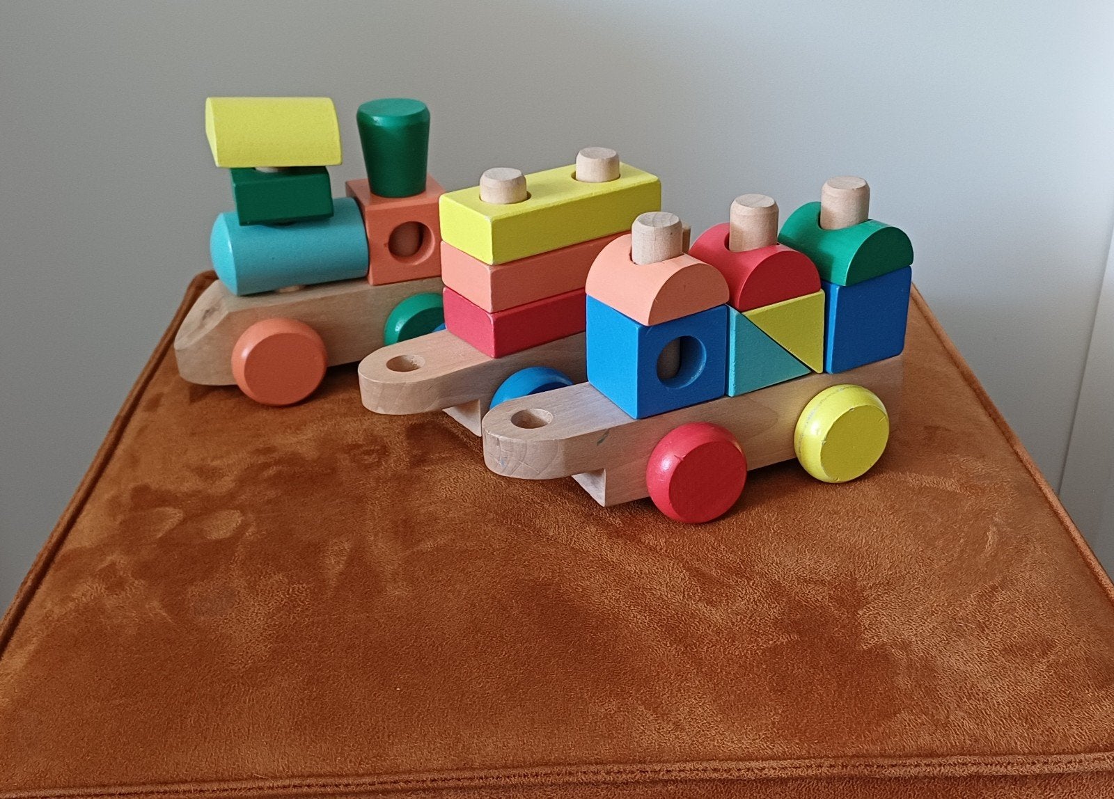 houten blokkentrein Hema, Kinderen en Baby's, Speelgoed | Houten speelgoed, Ophalen of Verzenden, Gebruikt, Duw- of Trekspeelgoed