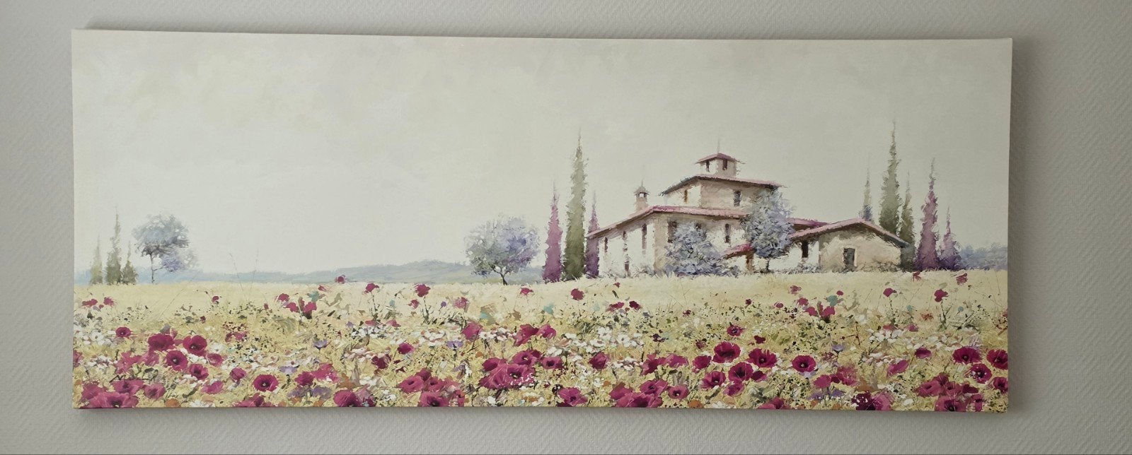 Schilderij: Toscaans landschap met klaprozen, Ophalen, Doek, Realistisch, Landschap