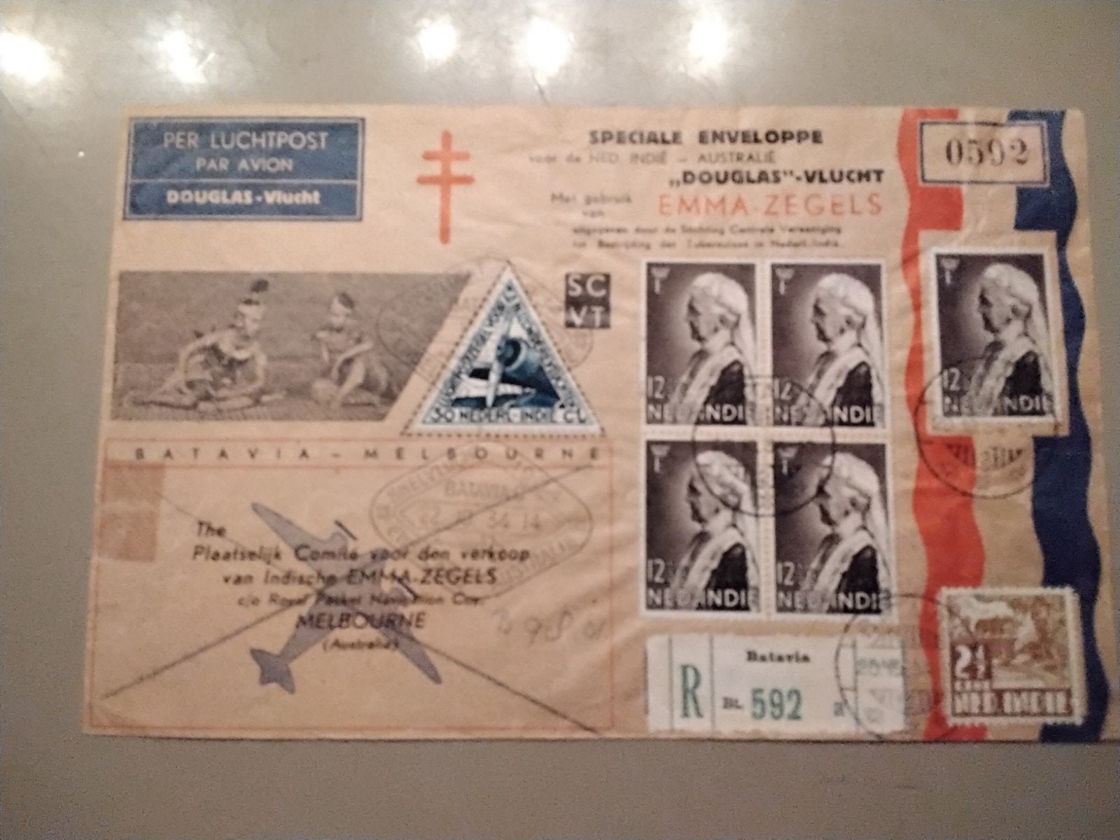 KLM Uiver Mac Robertson Race 1934 Kangoeroe enveloppe, Verzamelen, Verzenden, Kaart, Foto of Prent