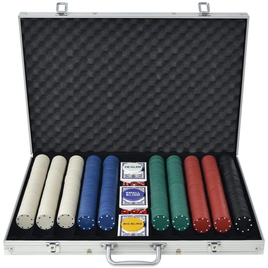 Pokeren pokerset met 1000 chips aluminium GRATIS BEZORGD!, Hobby en Vrije tijd, Gezelschapsspellen | Kaartspellen, Diverse, Verzenden