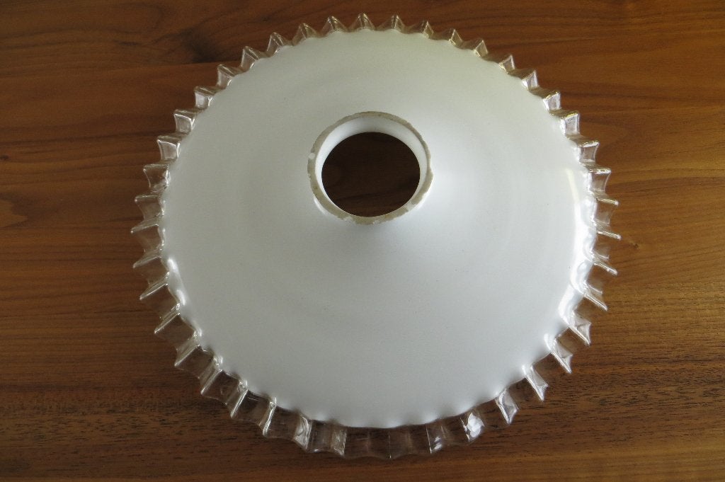 Antiek wit opaline glazen lampenkapje voor een hanglamp met, Ophalen of Verzenden