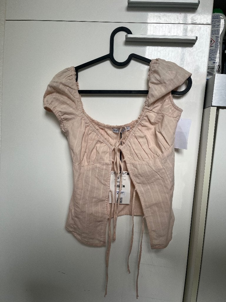 Bershka Top, Nieuw, Korte mouw, Roze, Maat 34 (XS) of kleiner