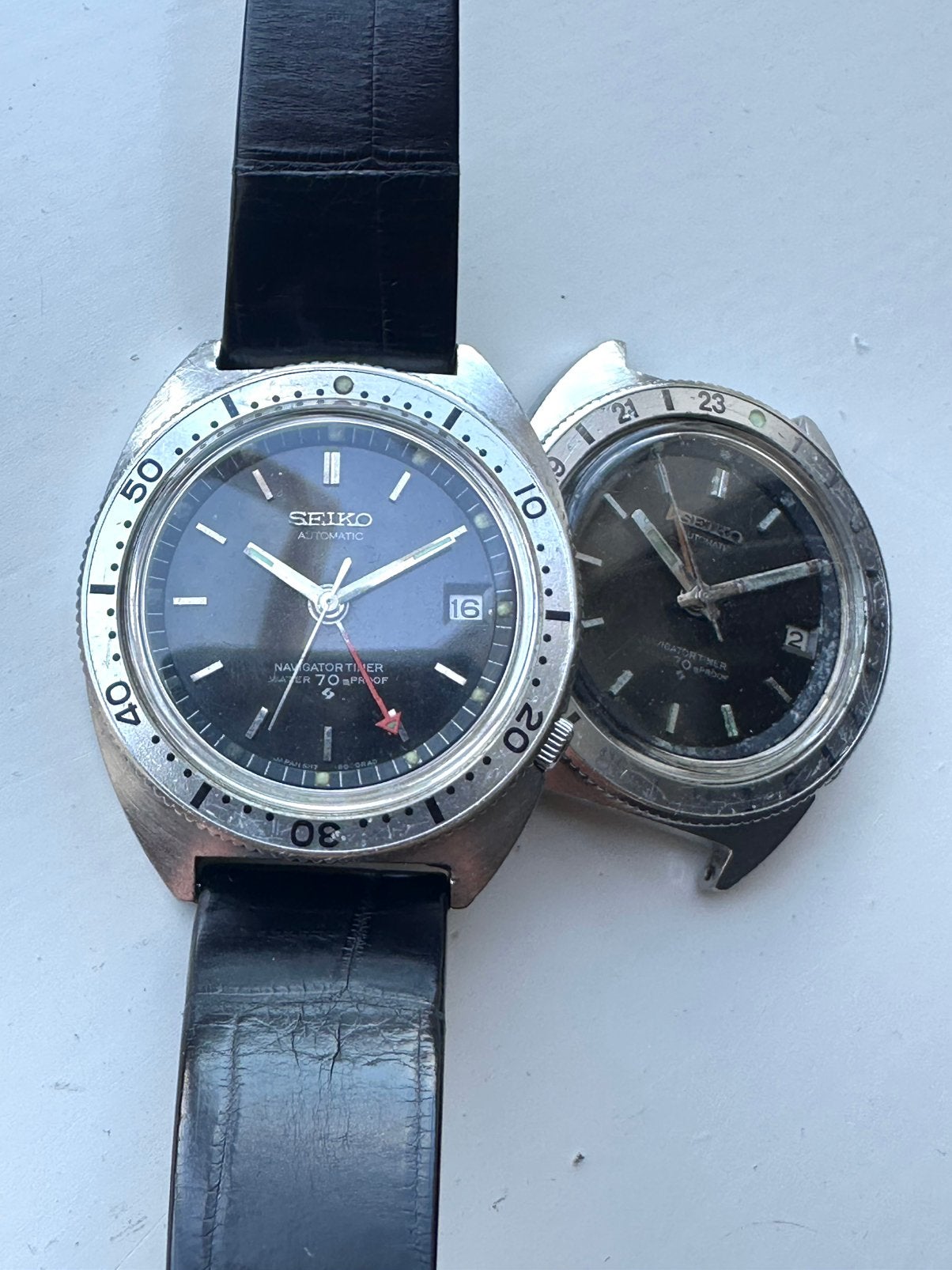 Vintage Seiko 6117-8000 Navigator Timer (1969) 2 stuks!, Sieraden, Tassen en Uiterlijk, Horloges | Heren, Seiko, Staal, Polshorloge