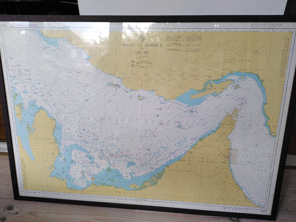 Ingelijste Britse Marinekaart 2837 Straat van Hormuz, Boeken, Atlassen en Landkaarten, Ophalen, Overige gebieden, 1800 tot 2000