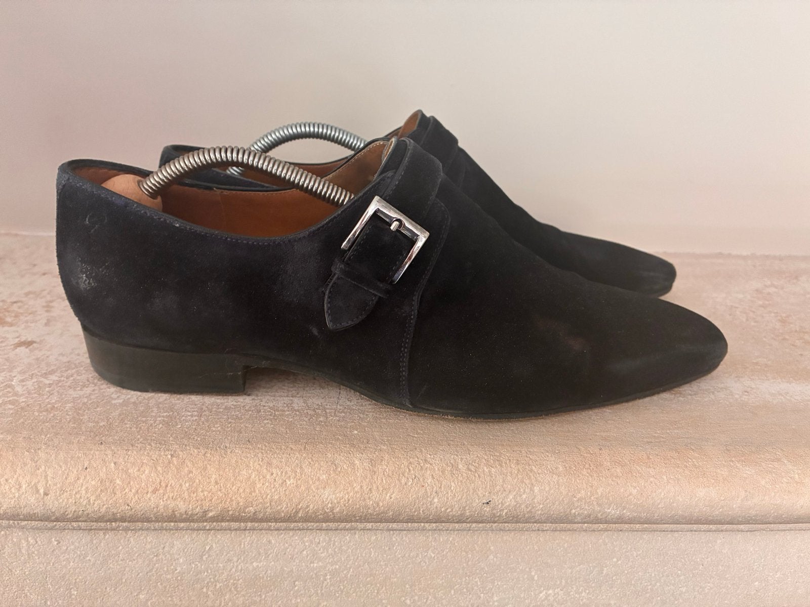 Greve suède gespschoenen, donkerblauw, maat 9, 43., Kleding | Heren, Schoenen, Ophalen of Verzenden, Gedragen, Blauw, Gespschoenen