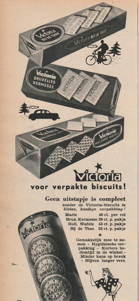 Retro reclame 1950 Victoria biscuits verpakte koekjes, Verzenden, Overige typen