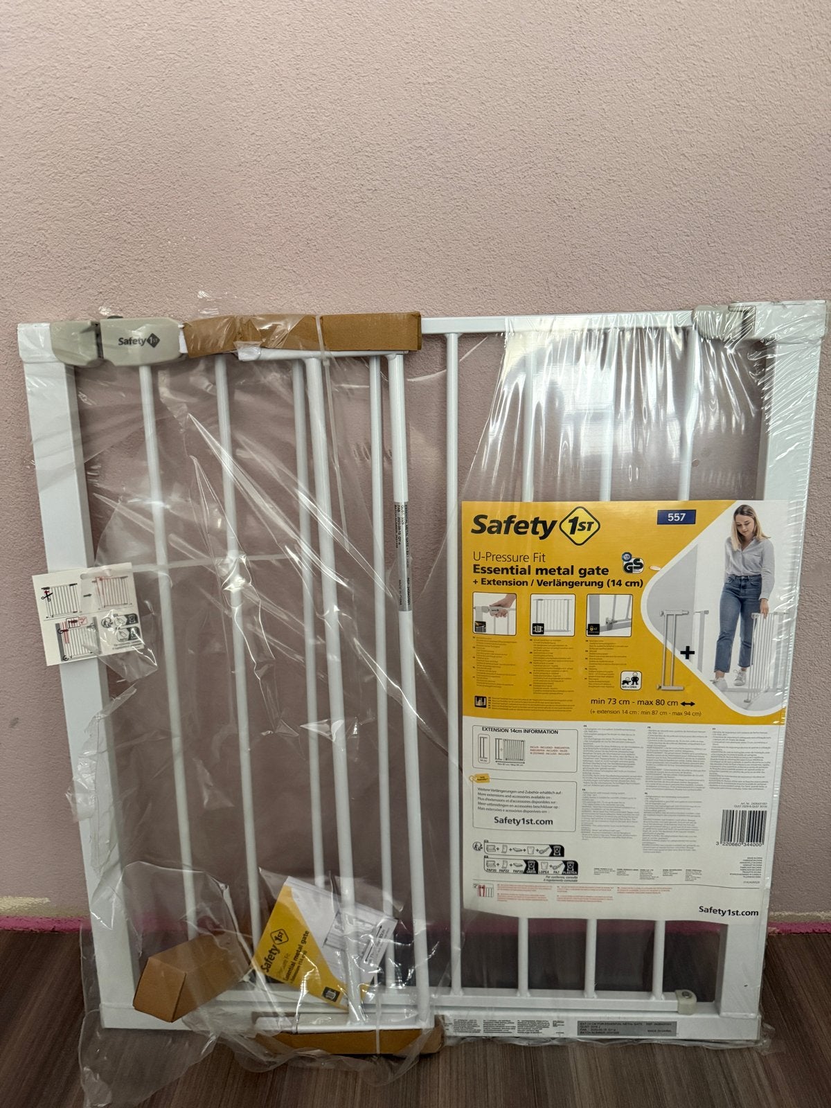 Safety 1st Essential metal gate + Extension (14 cm) - Ongebr, Ophalen, Nieuw, Klemhekje, Metaal of IJzer