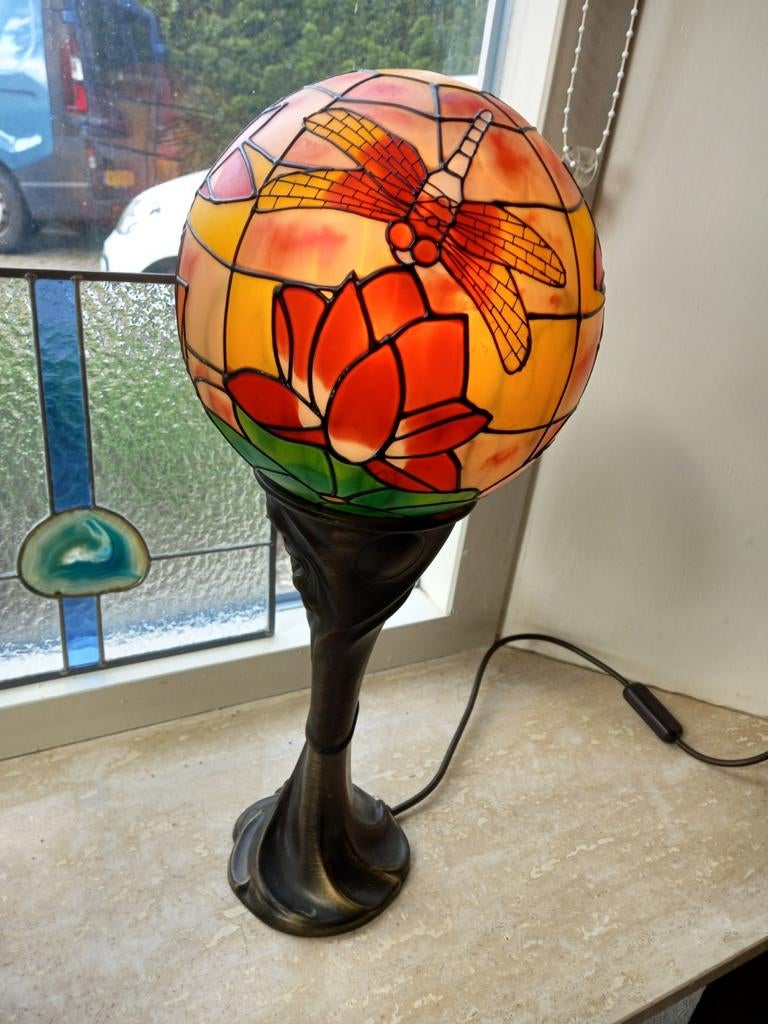 Tiffany lamp met bol, Ophalen of Verzenden