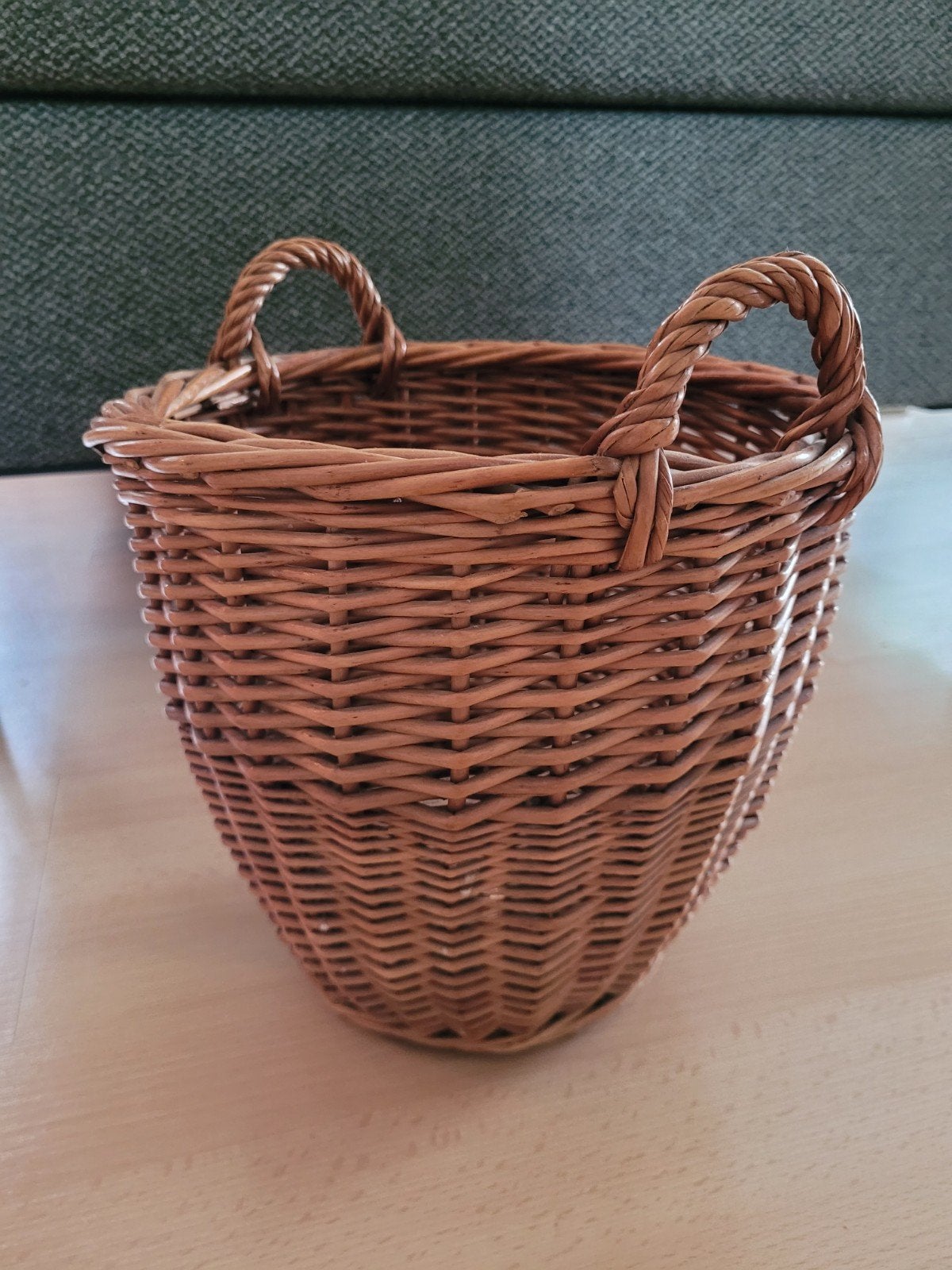 Vintage rotan poetsmandje mand mandje rieten, Gevlochten, Rond, Ophalen of Verzenden, Zo goed als nieuw