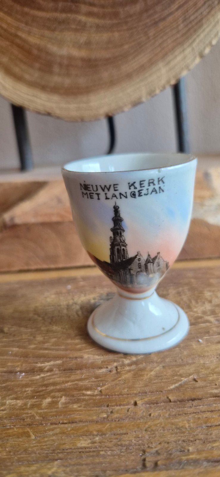 Oude eierdop Middelburg  Nieuwe kerk met Langejan, Antiek en Kunst, Curiosa en Brocante, Ophalen of Verzenden