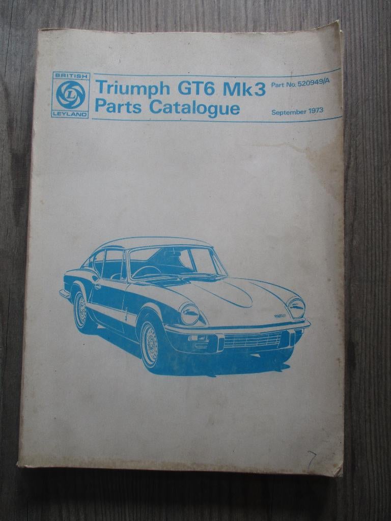 Triumph GT6 parts cataloque, Ophalen of Verzenden