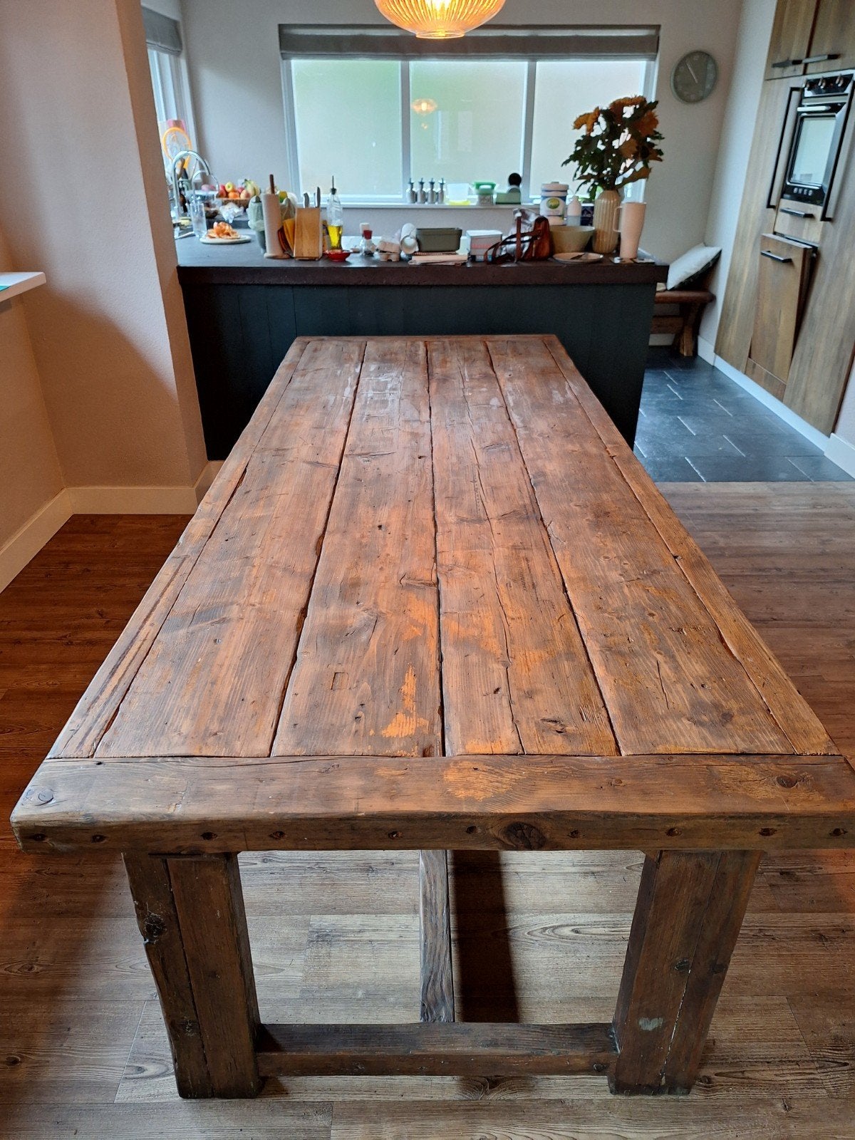 Kloostertafel 250x100 cm - Robuust en Landelijk, Ophalen, Kloostertafel, Landelijk, Rustiek, Gebruikt, 200 cm of meer
