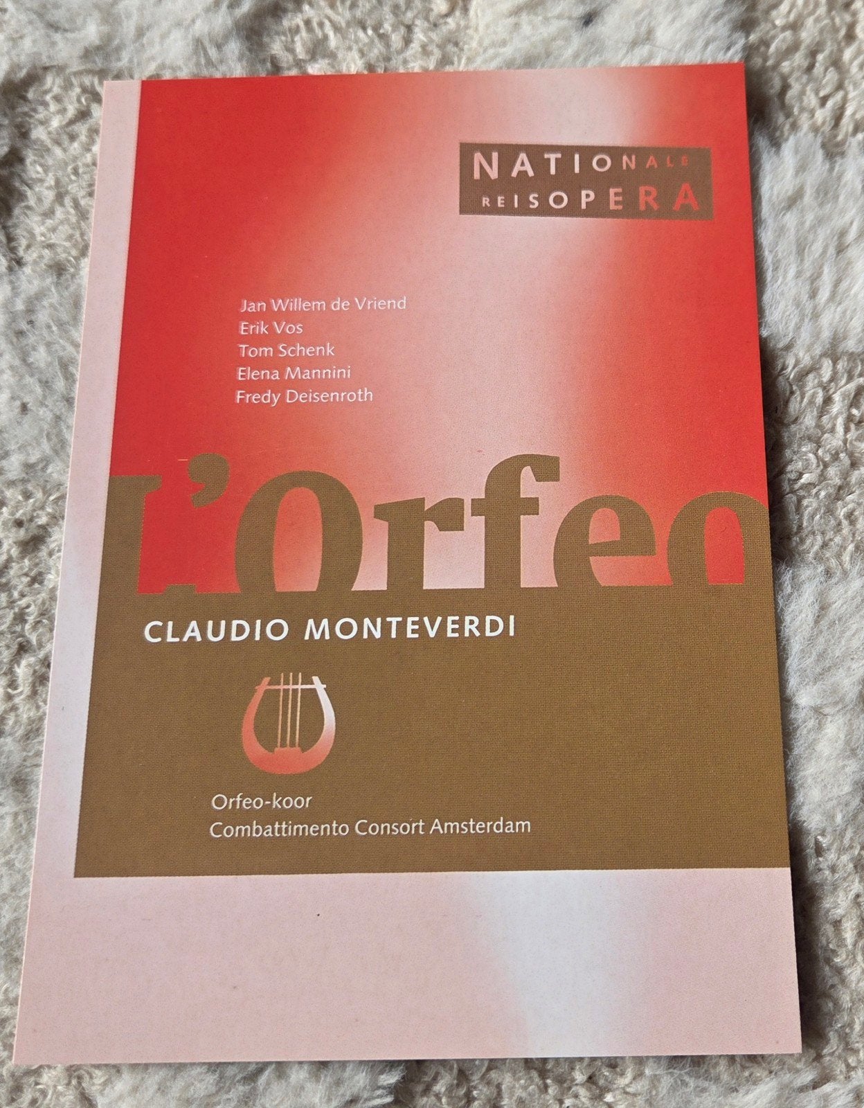 L'Orfeo - Nationale Reisopera - Claudio Monteverdi, Verzenden, 1980 tot heden, Ongelopen, Muziek