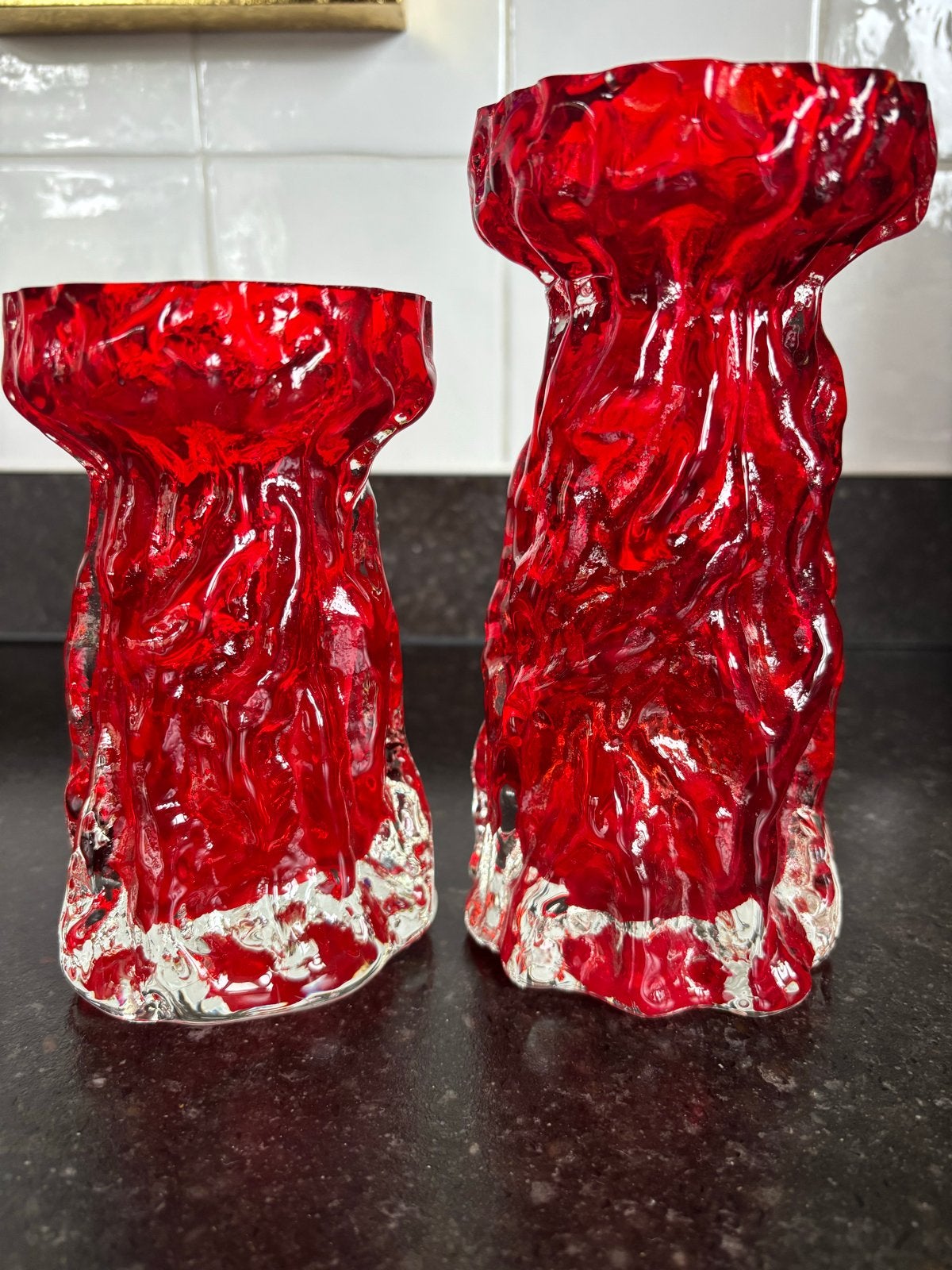 Ingrid Glass Bark Vaasjes - Jaren '70 Design, Antiek en Kunst, Antiek | Vazen, Ophalen of Verzenden