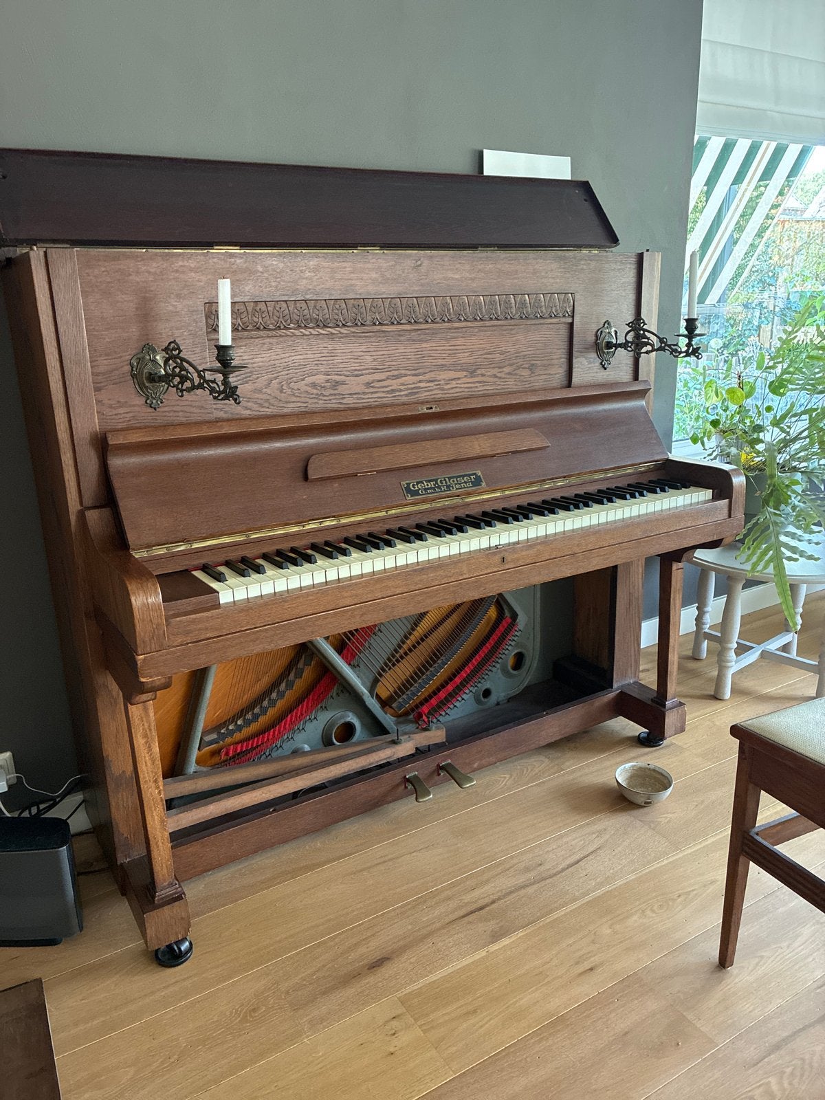 Antieke Gebr. Glaser Piano - Jena, Muziek en Instrumenten, Piano's, Ophalen, Gebruikt, Bruin, Digitaal