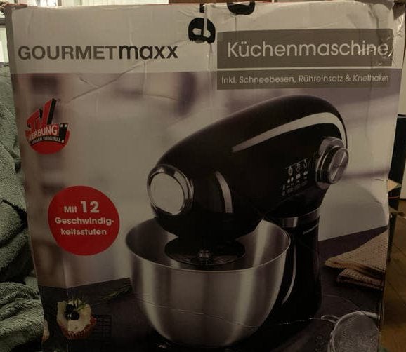 Gourmetmaxx Keukenmachine 1000W - Zwart, Ophalen, 4 liter of meer, 3 snelheden of meer, Zo goed als nieuw