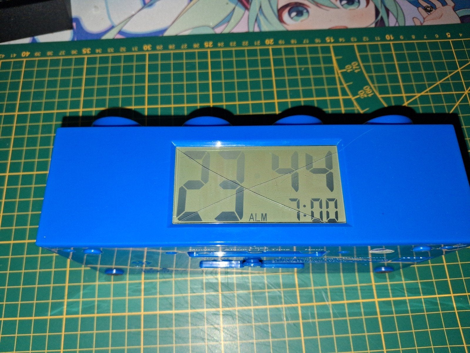 LEGO Classic Wekker - Blauw Digitaal Legoblok, Gebruikt, Werkt op batterijen, Ophalen of Verzenden, Digitaal