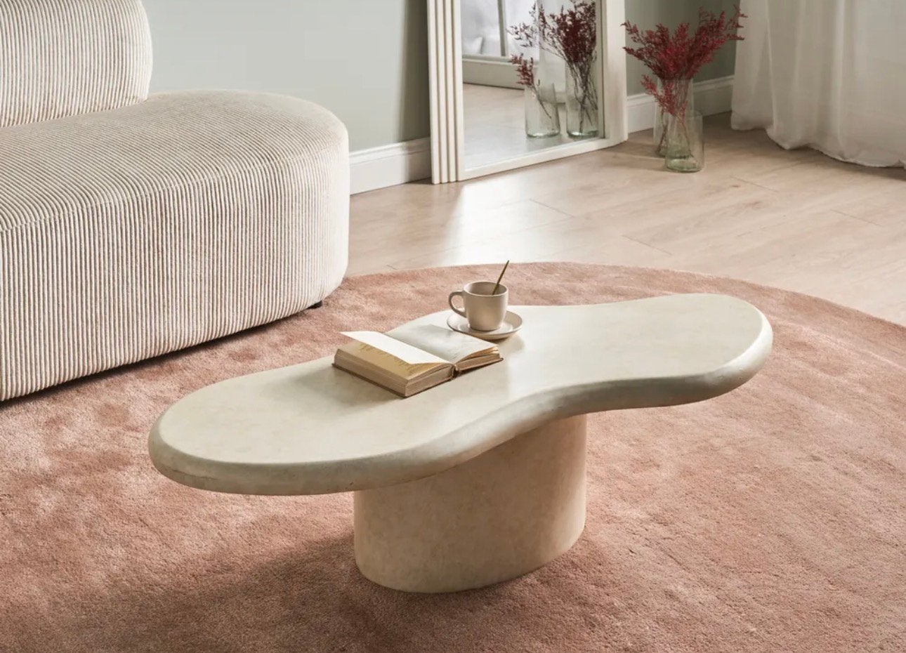 Salontafel CONZA 57 cm 120 cm Beige, Huis en Inrichting, Tafels | Salontafels, Ophalen, 100 tot 150 cm, 50 tot 100 cm, Zo goed als nieuw