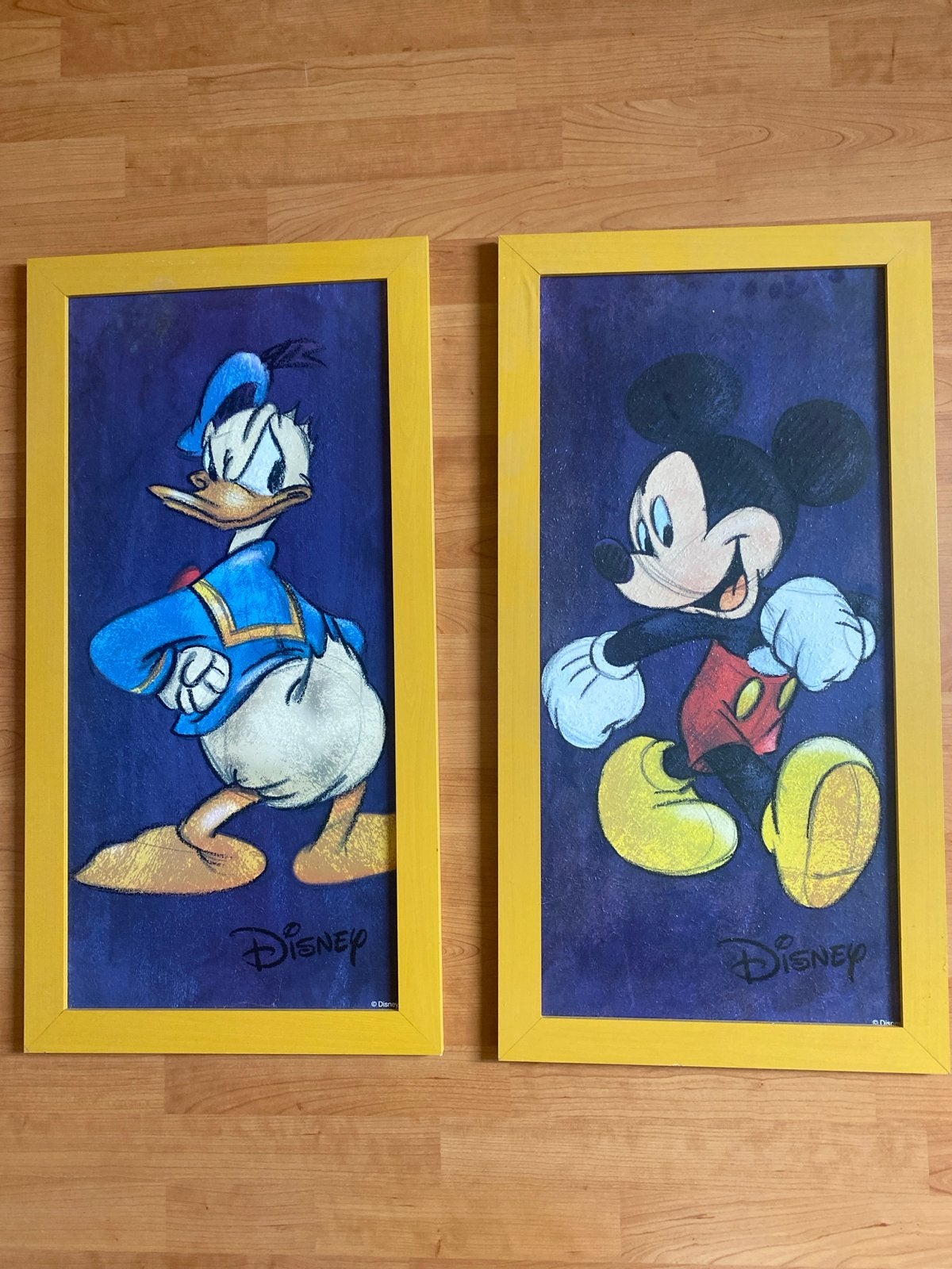 Disney Donald Duck en Mickey Mouse ingelijste prints, 50 – 75, Minder dan 50 cm, Gebruikt, Ophalen of Verzenden
