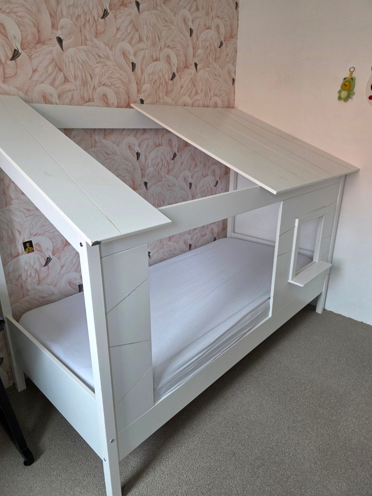 Vipack huisbed wit, Ophalen, 85 tot 100 cm, Gebruikt, Lattenbodem