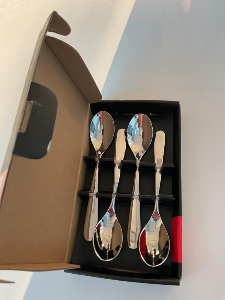 Alessi lepels set van 4 nieuw in doos, Ophalen, Nieuw, Rvs of Chroom