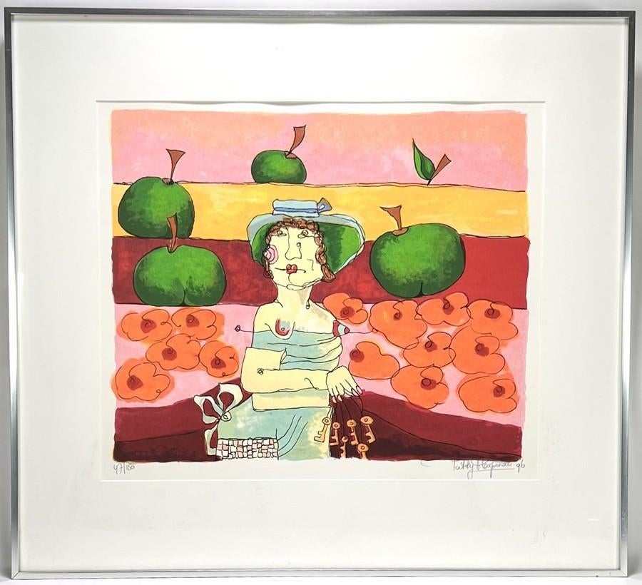 1025. Zeefdruk, Patty Harpenau - ''Green Appels'', 1996, Ophalen of Verzenden