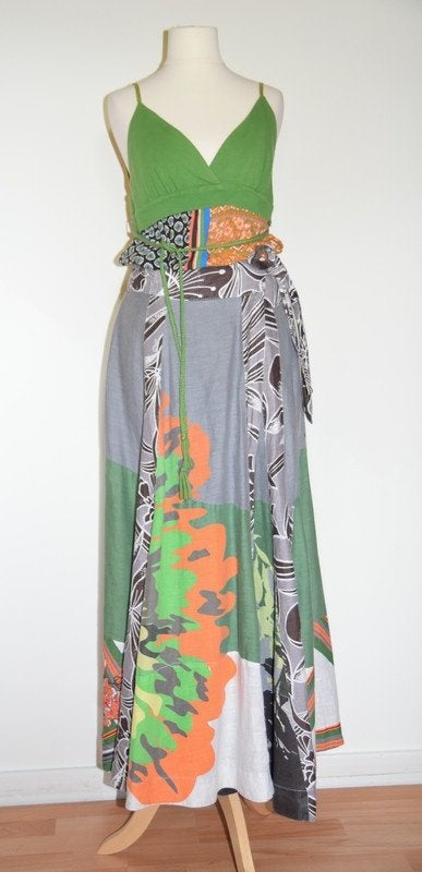 DEPT: kleurrijke linnen set maxi-rok met haltertop eu36/38, Maat 38/40 (M), Overige kleuren, Verzenden, Gedragen