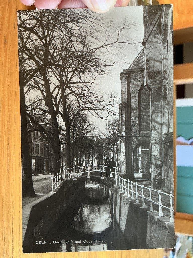 Delft met oude kerk, Verzenden, 1960 tot 1980, Ongelopen, Zuid-Holland