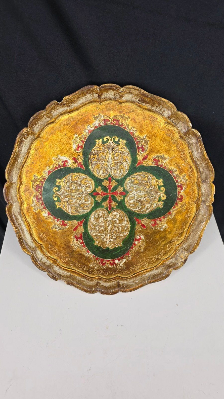 Groot Florentijns Dienblad Goud/Groen Decor 45cm, Ophalen of Verzenden