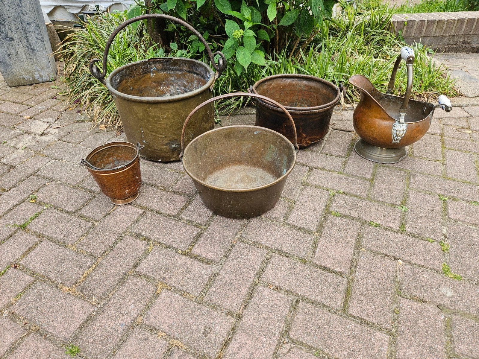 Partij koperen ketels/koperen bakken/rood koperen pot/bak, Antiek en Kunst, Antiek | Koper en Brons, Ophalen of Verzenden, Koper
