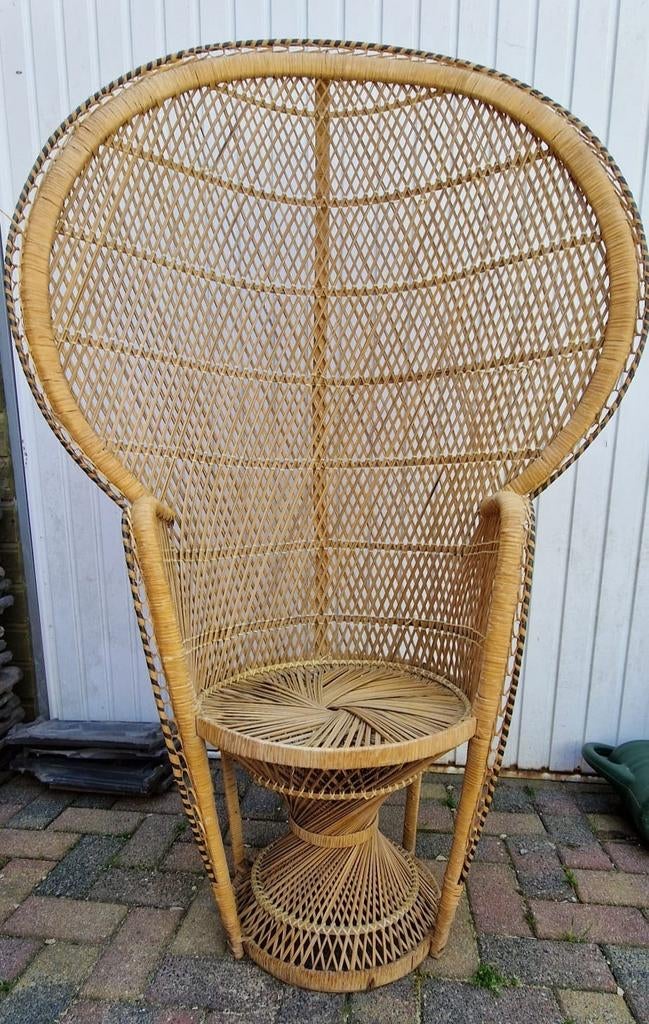 Vintage rotan rieten pauwenstoel, Ophalen