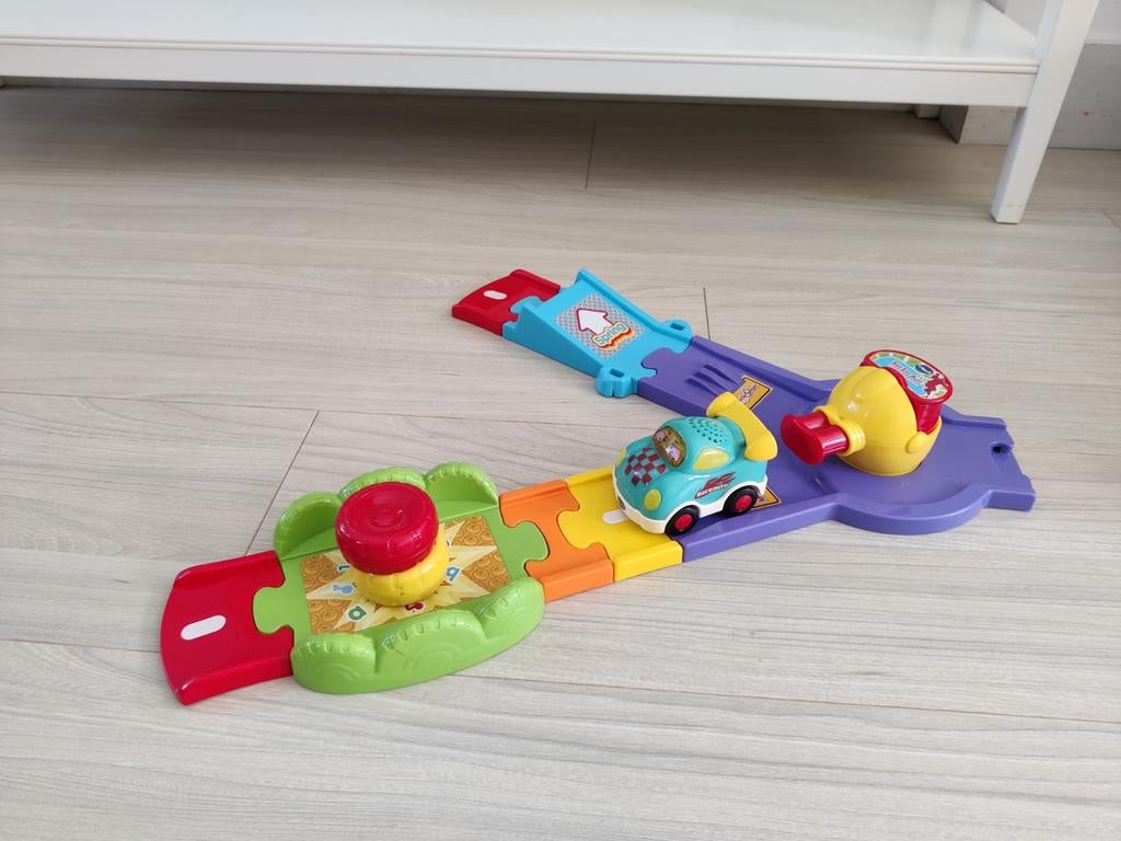 Vtech toet toet auto raceauto set, Ophalen of Verzenden, Gebruikt