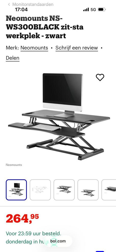 Neomounts NS-WS300 black  zit-sta  werkplek (zwart) nieuw, Ophalen, In hoogte verstelbaar, Onbekend, Nieuw