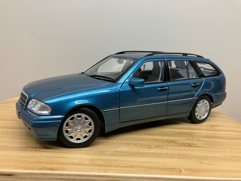 Mercedes C-Class T-Model (s202) 1997  Blauw  1/18 Norev, Hobby en Vrije tijd, Ophalen of Verzenden, Nieuw, Auto, Norev