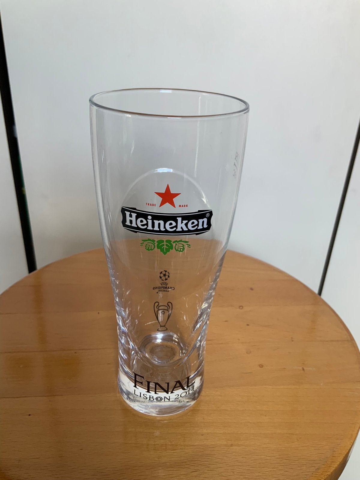 Nieuw Heineken bierglas. Final Lisbon 2014., Ophalen of Verzenden, Zo goed als nieuw, Glas of Glazen, Heineken