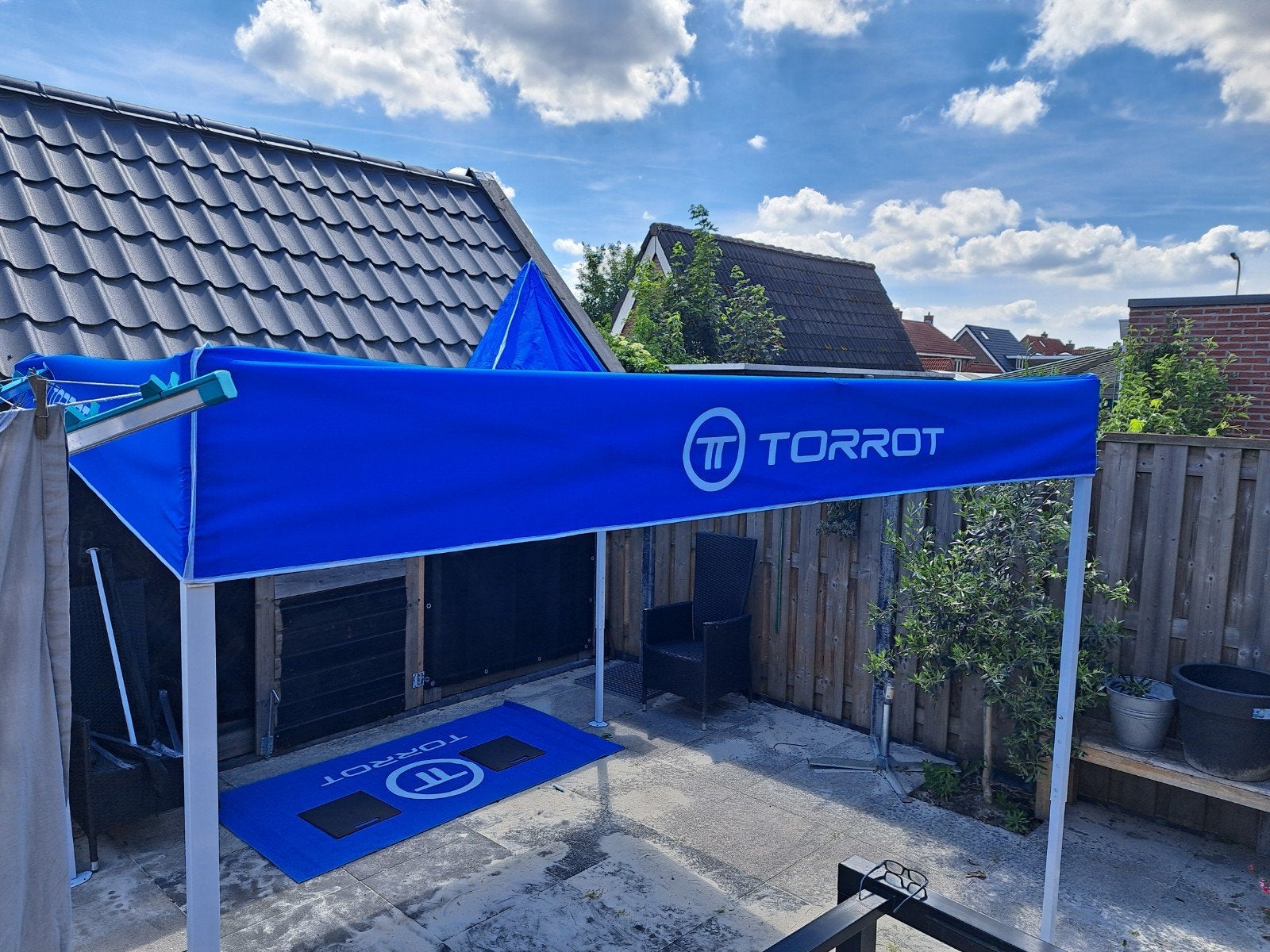 Blauwe partytent 3x3,nieuw, Tuin en Terras, Opvouwbaar, Partytent, Minder dan 4 meter, Zo goed als nieuw